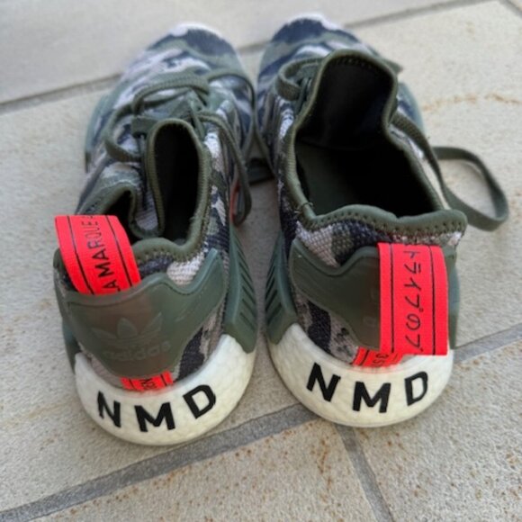 Adidas NMD R1 Boost Olive Duck Camo Athletic Running Shoes Men's Size 9 - Picture 2 of 10